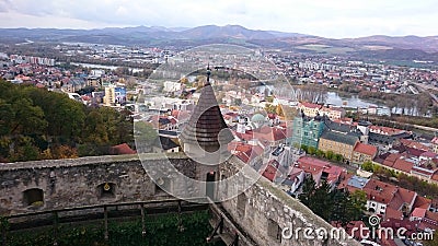 view of the city of TrenÄÃ­n from the walls of the castle of TrenÄÃ­n Editorial Stock Photo